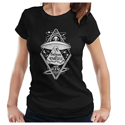 camiseta de mujer i believe, camiseta de extraterrestres, camiseta de alienÃ­genas
