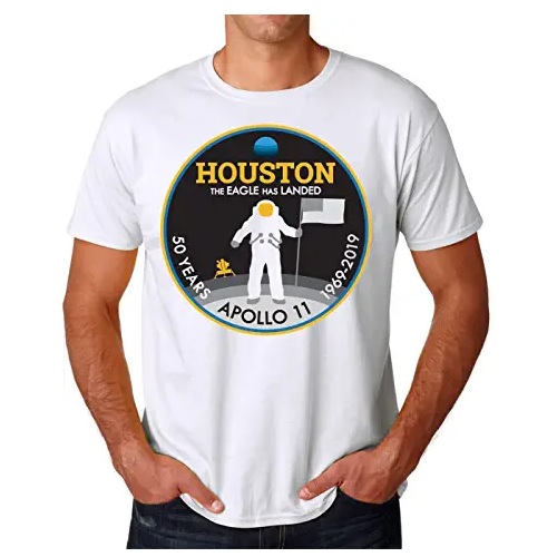 camiseta de la nasa blanca astronauta llamano a houston en ropa de la nasa en dealiens.shop